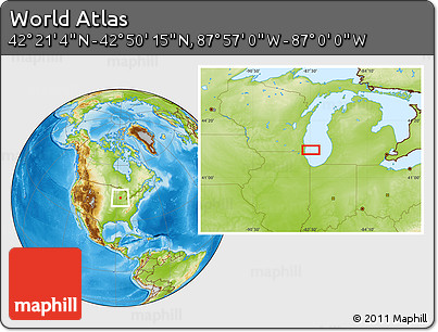Physical Location Map of the Area around 42° 35' 40" N, 87° 28' 29" W