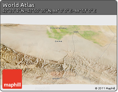Satellite 3D Map of the Area around 42° 35' 40" N, 88° 28' 29" E