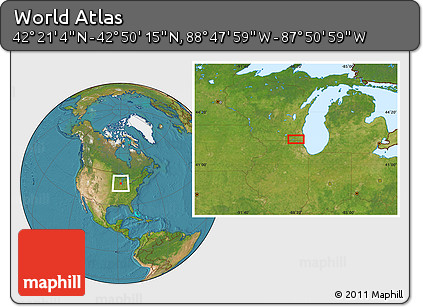 Satellite Location Map of the Area around 42° 35' 40" N, 88° 19' 29" W