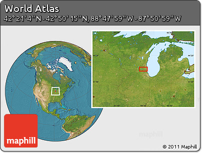 Satellite Location Map of the Area around 42° 35' 40" N, 88° 19' 29" W