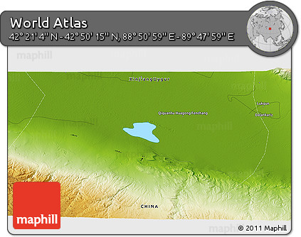 Physical 3D Map of the Area around 42° 35' 40" N, 89° 19' 29" E