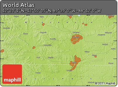 Physical Map of the Area around 42° 35' 40" N, 89° 10' 30" W