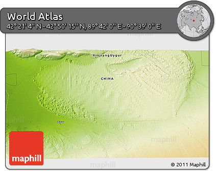Physical 3D Map of the Area around 42° 35' 40" N, 90° 10' 30" E