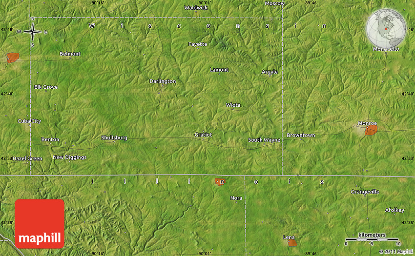 Satellite Map of Blanchardville