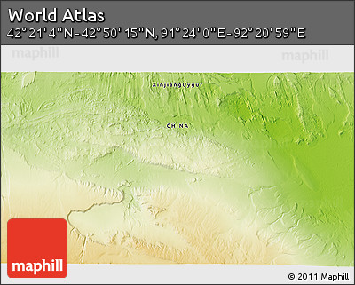 Physical 3D Map of the Area around 42° 35' 40" N, 91° 52' 30" E