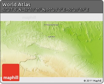 Physical 3D Map of the Area around 42° 35' 40" N, 91° 52' 30" E
