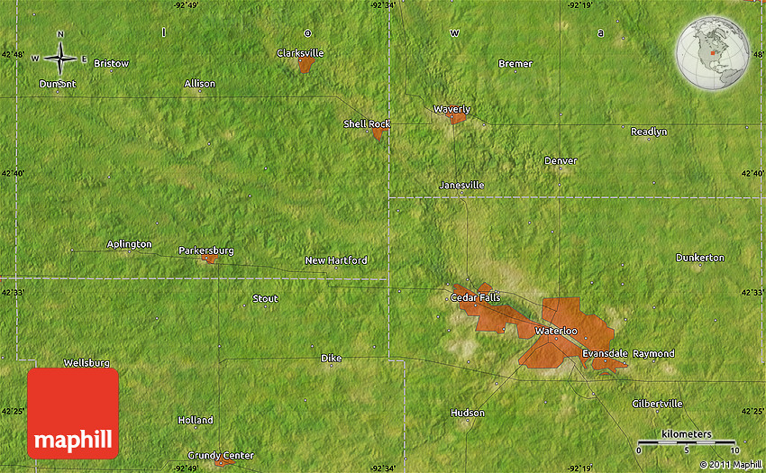 Satellite Map of Aplington