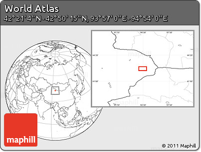 Blank Location Map of the Area around 42° 35' 40" N, 94° 25' 30" E