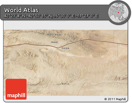 Satellite 3D Map of the Area around 42° 35' 40" N, 96° 58' 29" E