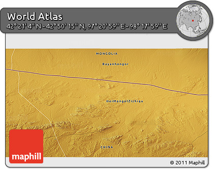 Physical 3D Map of the Area around 42° 35' 40" N, 97° 49' 29" E
