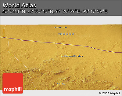 Physical 3D Map of the Area around 42° 35' 40" N, 97° 49' 29" E