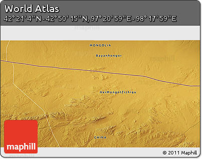 Physical 3D Map of the Area around 42° 35' 40" N, 97° 49' 29" E
