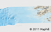 Shaded Relief Panoramic Map of the area around 42° 35' 40" N, 9° 16' 30" W