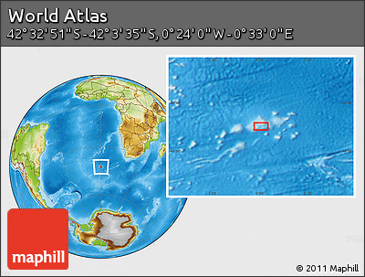 Physical Location Map of the Area around 42° 18' 13" S, 0° 4' 30" E