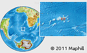 Physical Location Map of the area around 42° 18' 13" S, 0° 55' 29" E