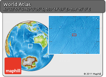 Physical Location Map of the Area around 42° 18' 13" S, 103° 46' 30" E