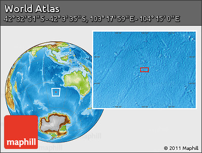 Physical Location Map of the Area around 42° 18' 13" S, 103° 46' 30" E