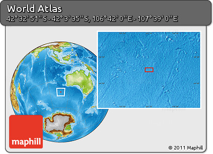 Physical Location Map of the Area around 42° 18' 13" S, 107° 10' 30" E