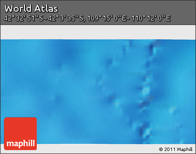 Physical 3D Map of the Area around 42° 18' 13" S, 109° 43' 29" E