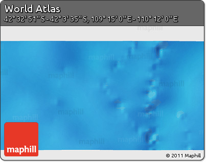 Physical 3D Map of the Area around 42° 18' 13" S, 109° 43' 29" E
