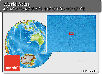 Physical Location Map of the Area around 42° 18' 13" S, 109° 43' 29" E