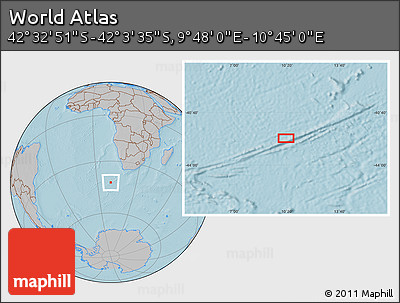 Gray Location Map of the Area around 42° 18' 13" S, 10° 16' 30" E, hill shading