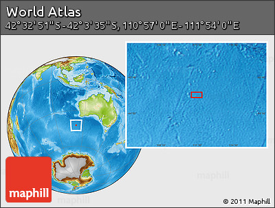 Physical Location Map of the Area around 42° 18' 13" S, 111° 25' 30" E