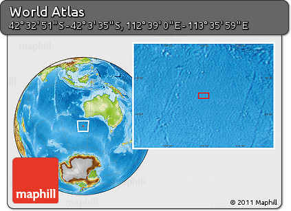 Physical Location Map of the Area around 42° 18' 13" S, 113° 7' 30" E