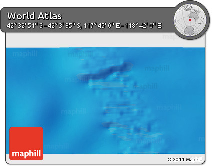Physical 3D Map of the Area around 42° 18' 13" S, 118° 13' 29" E