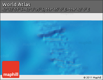 Physical 3D Map of the Area around 42° 18' 13" S, 118° 13' 29" E