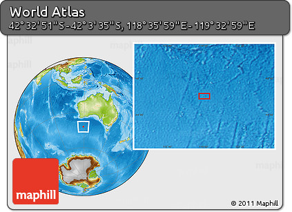 Physical Location Map of the Area around 42° 18' 13" S, 119° 4' 29" E