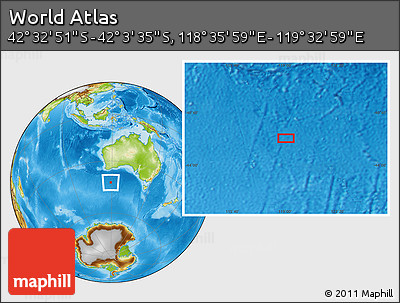 Physical Location Map of the Area around 42° 18' 13" S, 119° 4' 29" E