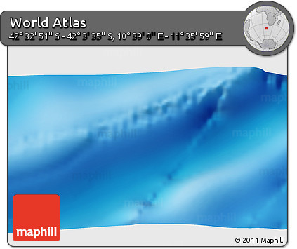 Physical 3D Map of the Area around 42° 18' 13" S, 11° 7' 30" E