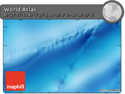 Physical Map of the Area around 42° 18' 13" S, 11° 7' 30" E
