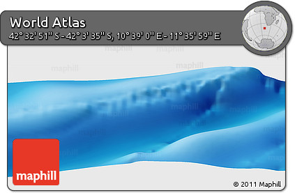 Physical Panoramic Map of the Area around 42° 18' 13" S, 11° 7' 30" E