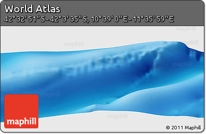 Physical Panoramic Map of the Area around 42° 18' 13" S, 11° 7' 30" E