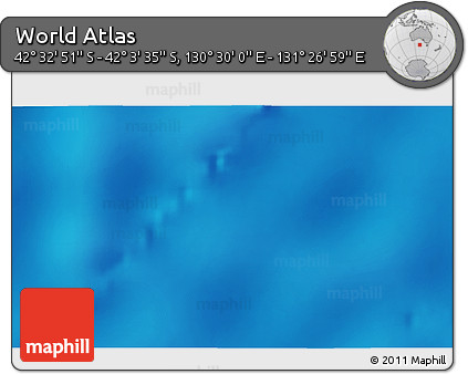 Physical 3D Map of the Area around 42° 18' 13" S, 130° 58' 29" E