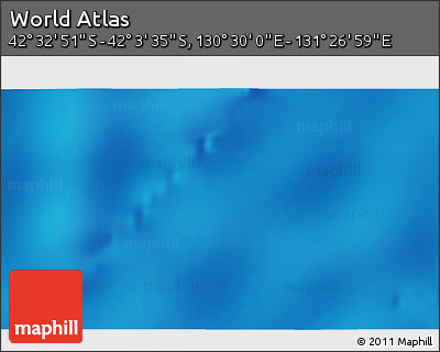 Physical 3D Map of the Area around 42° 18' 13" S, 130° 58' 29" E
