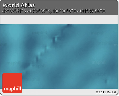 Satellite 3D Map of the Area around 42° 18' 13" S, 130° 58' 29" E