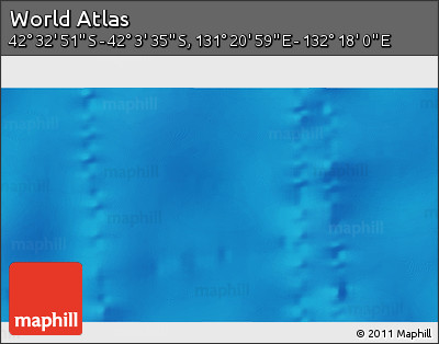 Physical 3D Map of the Area around 42° 18' 13" S, 131° 49' 29" E