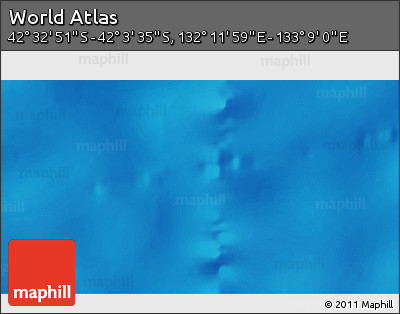 Physical 3D Map of the Area around 42° 18' 13" S, 132° 40' 30" E