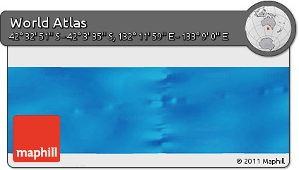 Physical Panoramic Map of the Area around 42° 18' 13" S, 132° 40' 30" E