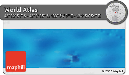 Physical Panoramic Map of the Area around 42° 18' 13" S, 134° 22' 30" E