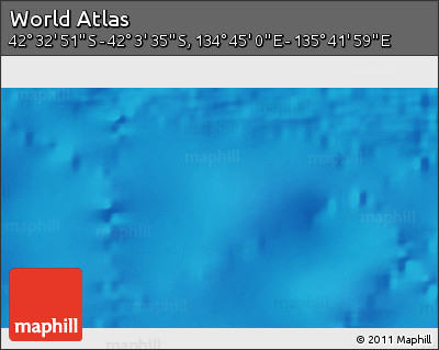 Physical 3D Map of the Area around 42° 18' 13" S, 135° 13' 29" E