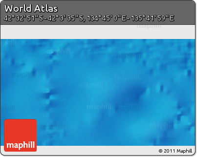 Physical 3D Map of the Area around 42° 18' 13" S, 135° 13' 29" E