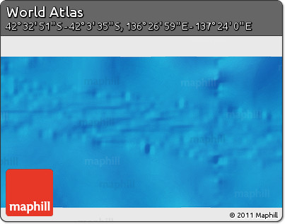 Physical 3D Map of the Area around 42° 18' 13" S, 136° 55' 30" E