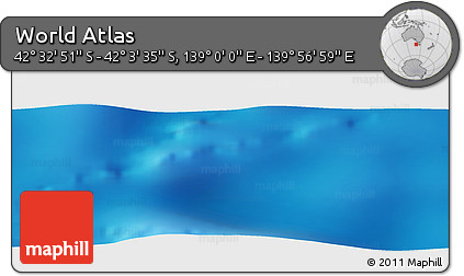 Physical Panoramic Map of the Area around 42° 18' 13" S, 139° 28' 29" E