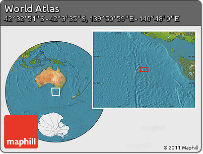Satellite Location Map of the Area around 42° 18' 13" S, 140° 19' 29" E