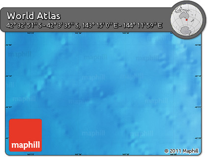 Physical Map of the Area around 42° 18' 13" S, 143° 43' 29" E