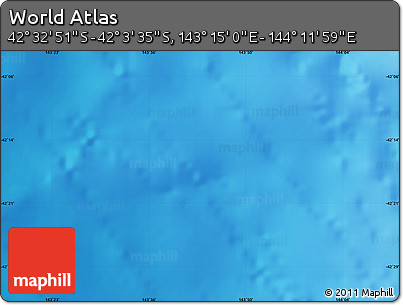 Physical Map of the Area around 42° 18' 13" S, 143° 43' 29" E